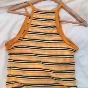 Bluenotes Tops - Bluenotes Striped Yellow Halter Top Bluenotes Tops - Bluenotes Striped Yellow Halter Top